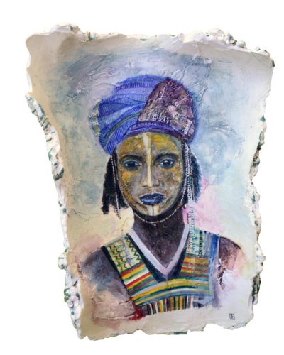 Tattoo, watercolor on plaster, 42 cm. x 51 cm. x 20 cm. Original watercolor made on a plaster back mould.